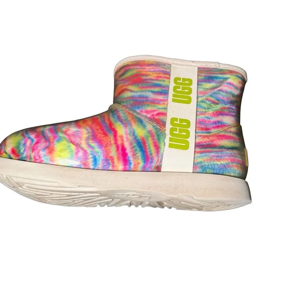 UGG Classic Clear Mini Pixelate Waterproof Shearling Rainbow Boots